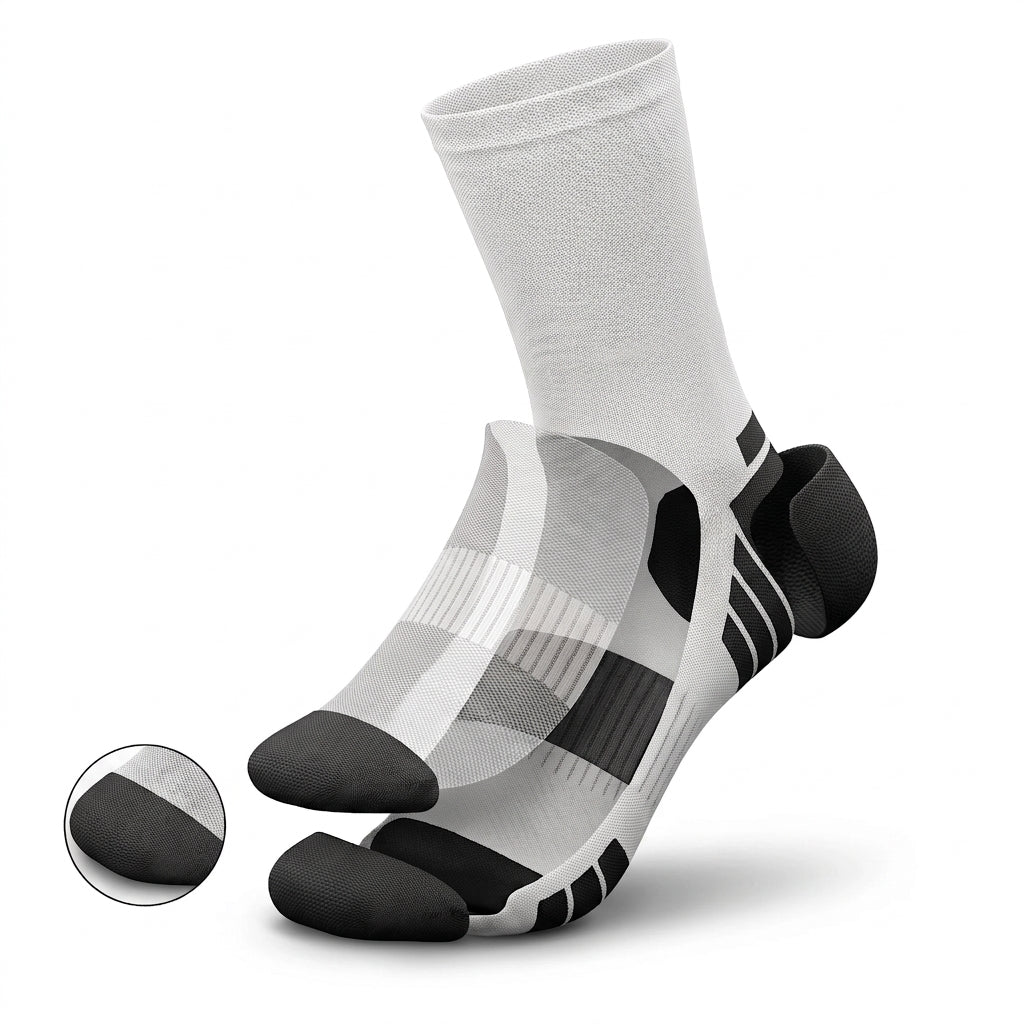 Calza Elite con le sue zone tecniche